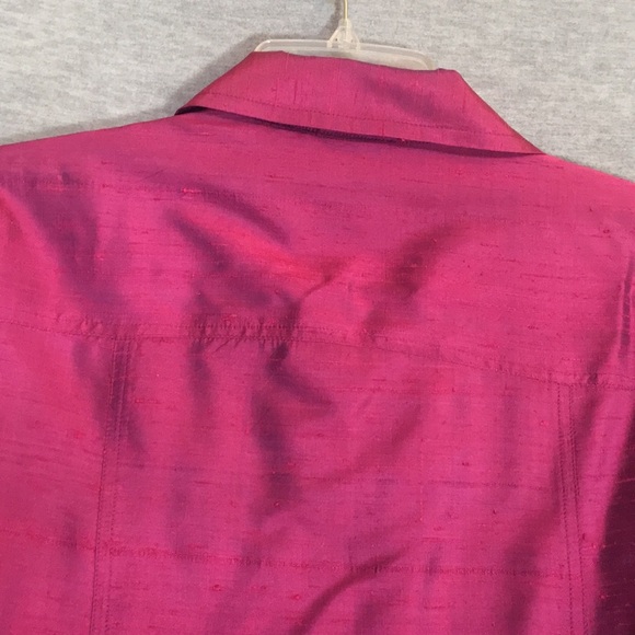CHICO’S Silk Textured Oversized Relaxed Fit Fuchsia Jacket Size Large - Picture 5 of 16